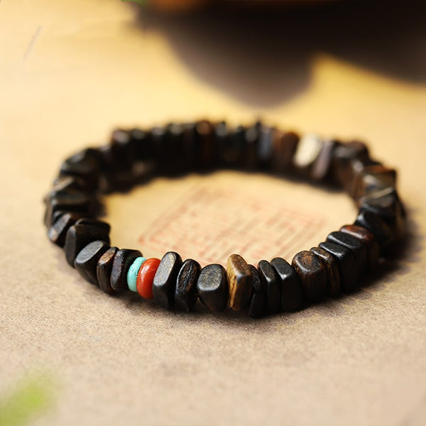 Wood Energy NaturalDalaqanShaped Agarwood Buddha Beads Bracelet