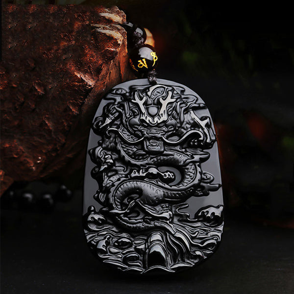 Matte Obsidian Dinosaur Pendant Necklace Dragon Rex Unisex