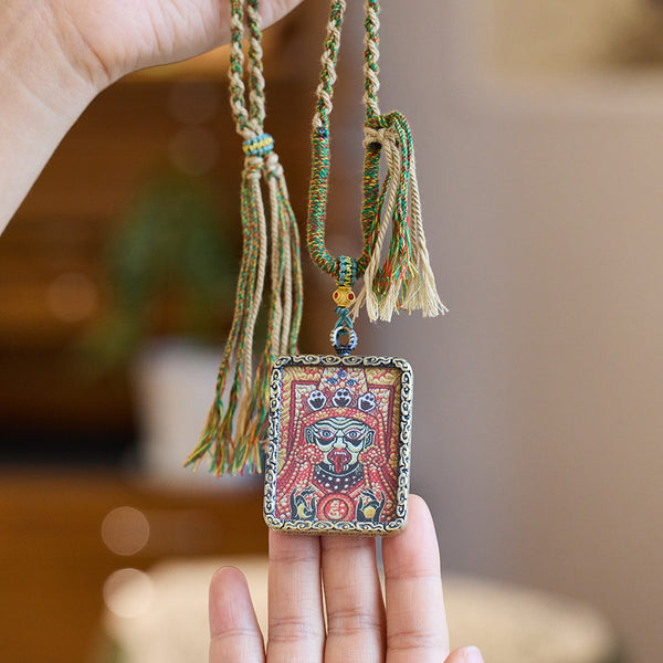 Handcrafted Tibetan Zodiac Buddha Thangka Pendant