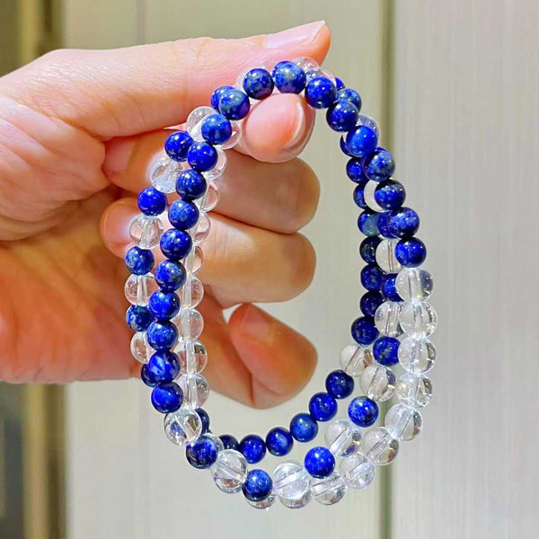 Natural Lapis Lazuli White Crystal Chic Multi Wrap Bracelet
