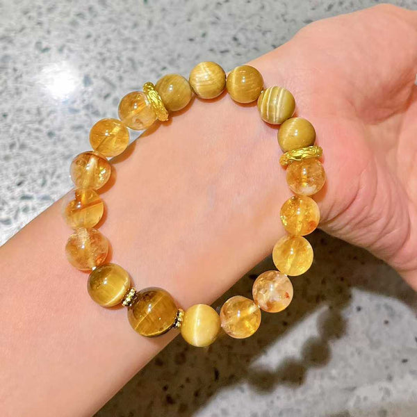 10mm Natural Gold & Earth Energy Tiger Eye Bracelet Desig