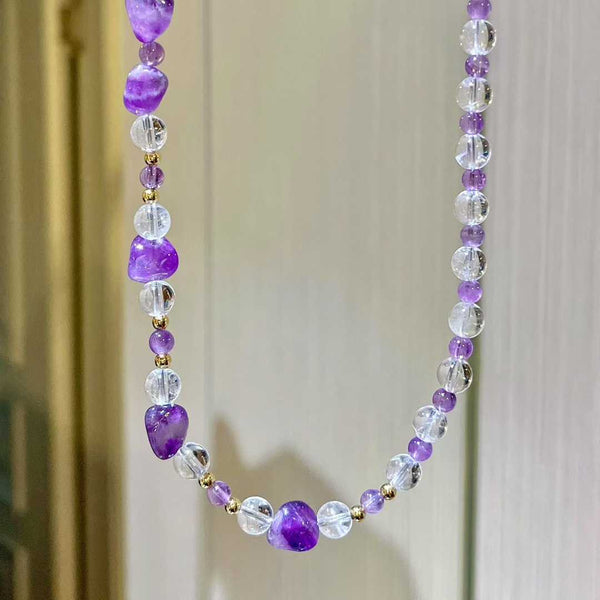 Fresh Vintage Natural White Quartz Amethyst Chic Necklace