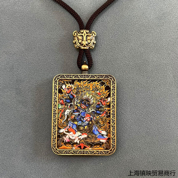 Buddha Amulet Pendant Five Deities Thangka Necklace Wealth