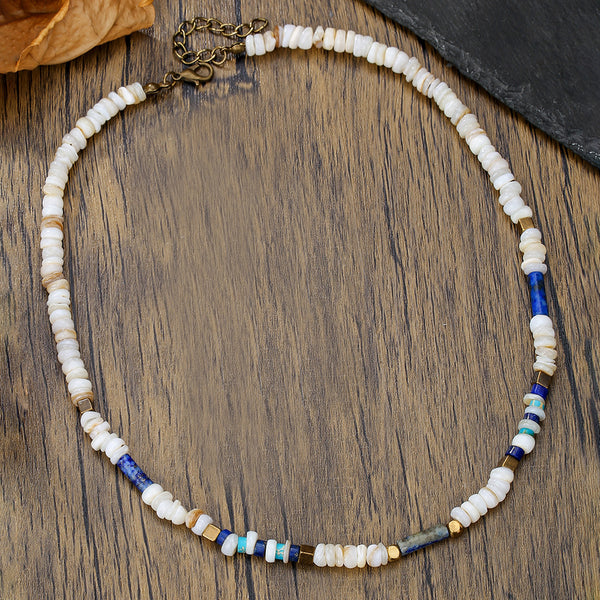Men's Summer Energy Natural Stone Necklace Melad Style Stainless Steel Lapis Lazuli