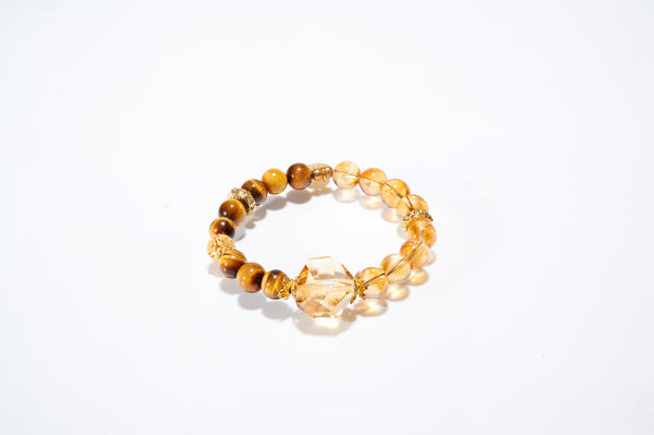 Natural Citrine & Tiger's Eye Bracelet - The Earth's Double Prosperity Energy