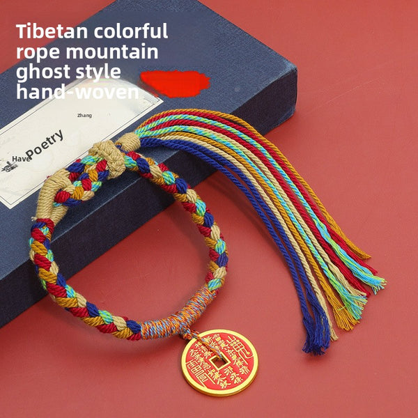 Tibetan Bracelet Ethnic Mountain Ghost Flower Five Color Rope DIY