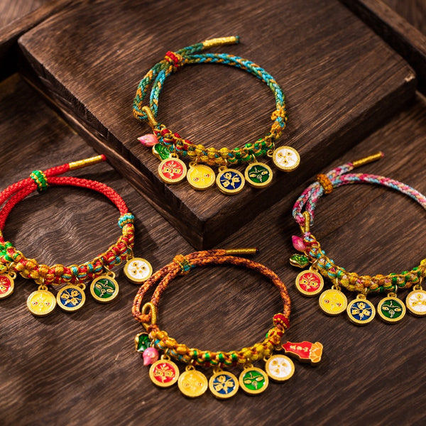 Handwoven Five Wealth Gods Bracelet Red Rope Couple Ethnic Gift Five-Way God of Wealth