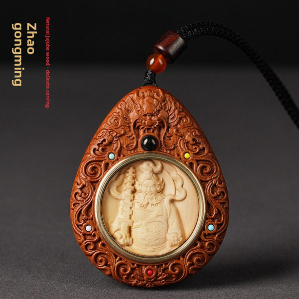 Daoist Accessory Zhao Gongming Jujube Wood Pendant Car Ornament