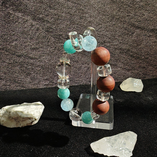 Evil-Repelling Thunderbolt Wood Aquamarine Bracelet