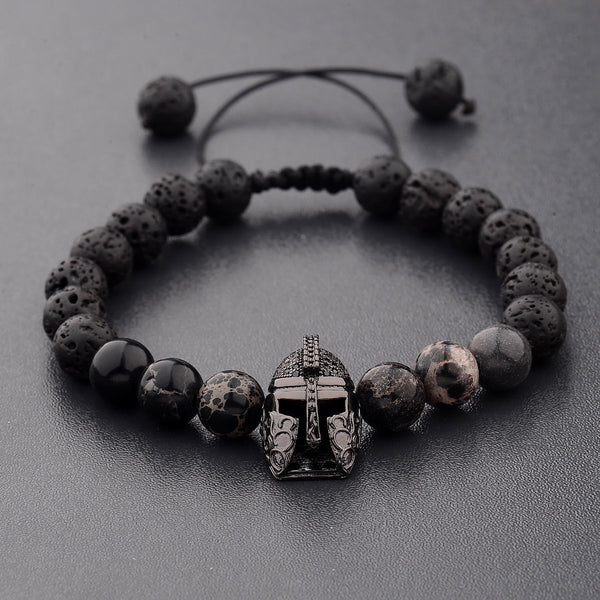 Energy Infused Agate Volcanic Stone Bracelet with Zircon Spartan Design