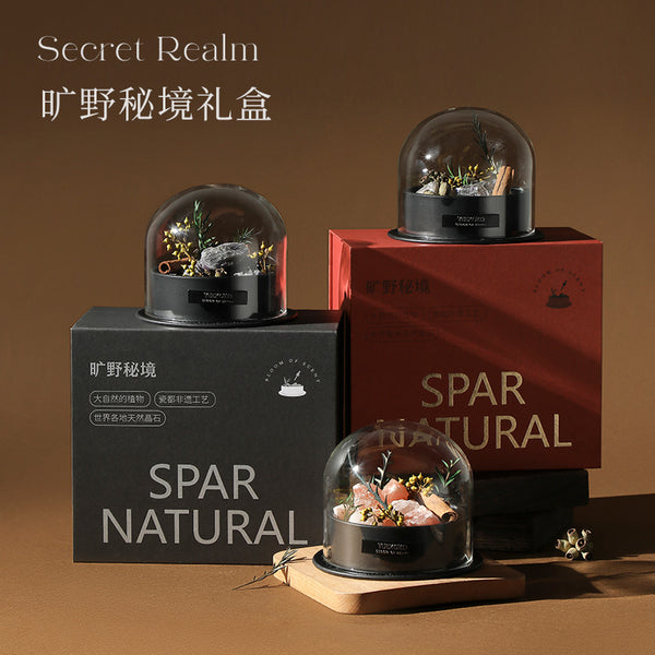 Aromatherapy Stone Diffuser Gift Set Wilderness Secret Realm Crystal Flameless Aromatherapy Fragrance Ornament Dried Flowers Cinnamon Home Diffuser