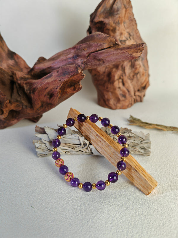 Vibrant Amethyst Beaded Bracelet – A Touch of Nature’s Fire Energy