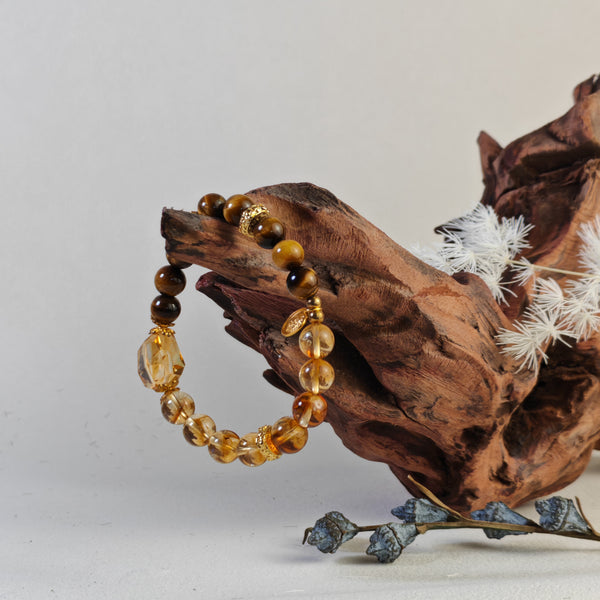 Natural Citrine & Tiger's Eye Bracelet - The Earth's Double Prosperity Energy