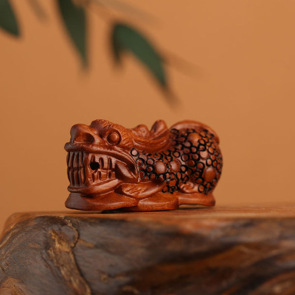 Lightning Struck Jujube Wood Carving Pixiu Taoist Amulet Accessory