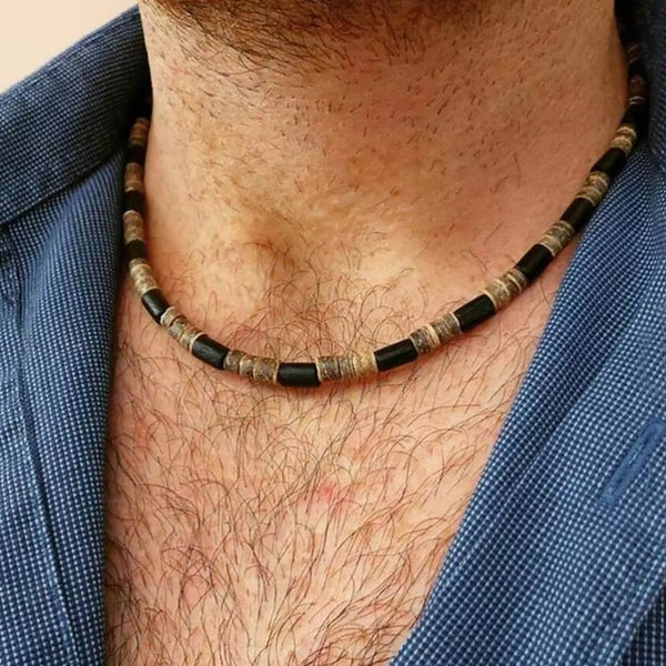 Men's Bohemian Coconut Shell Necklace Wood Tribal Style