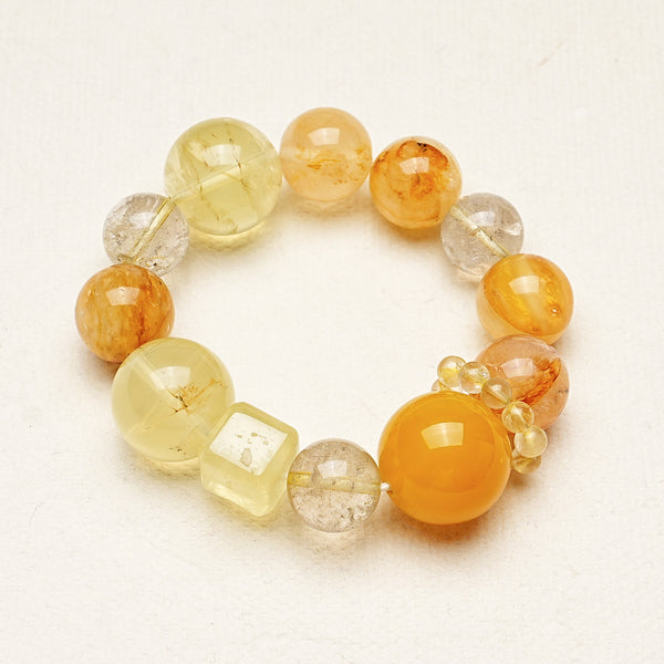 Lucky Money Natural Titanium Quartz Bracelet for Women with Carnelian Agate