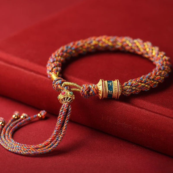 Tibetan Six Word Mantra Bracelet Handmade Corn Knot Couple