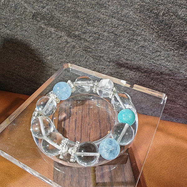 Natural White Crystal Sugar Cube Bracelet Blue Jade