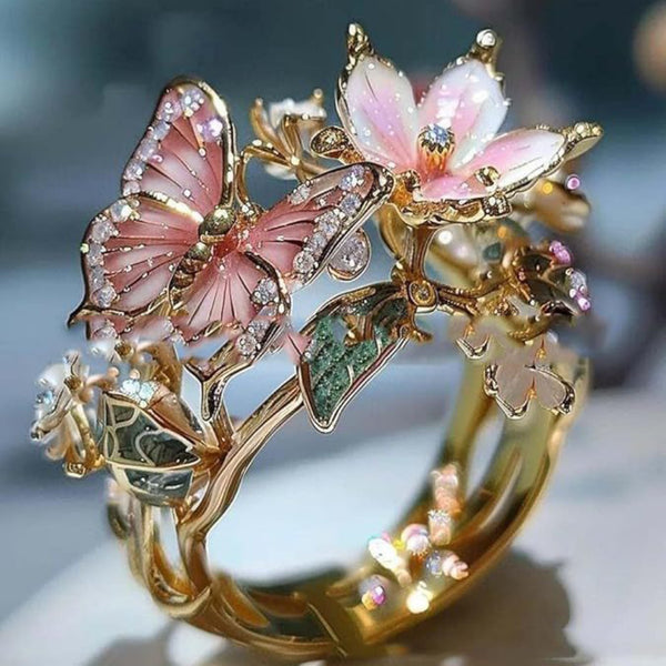 Hot Selling Colorful Enamel Butterfly Ring