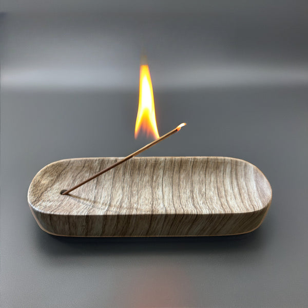 Concrete Incense Burner Natural Wood Grain Creative Base
