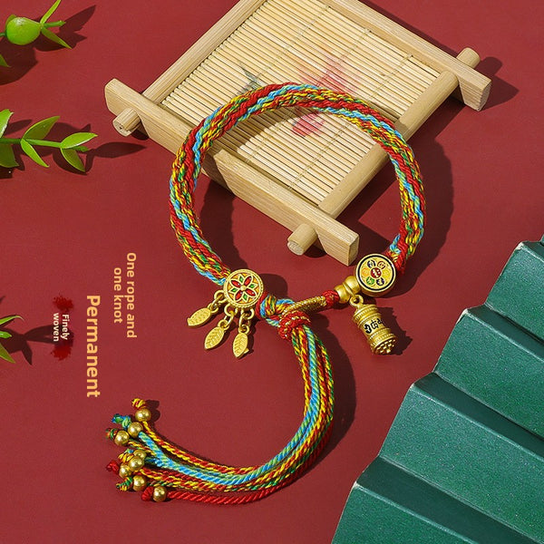 Hand Twisted Cotton Thread Tibetan Thangka Bracelet DIY Ethnic Five Colors